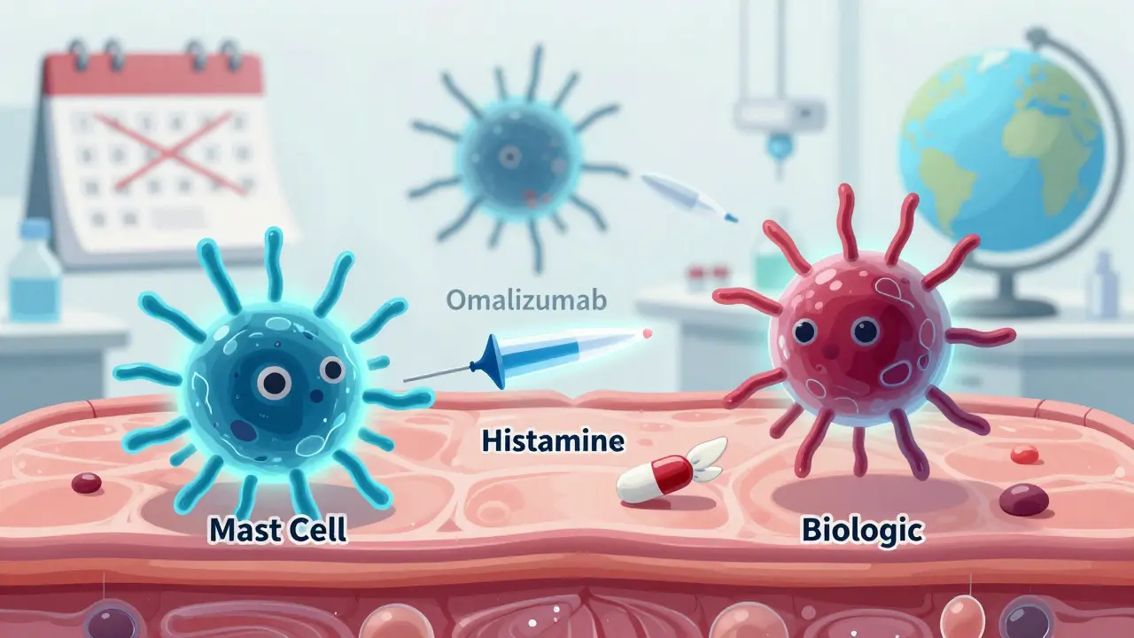 Abstract battle inside skin between immune cells and treatments, with pills and injections as weapons.