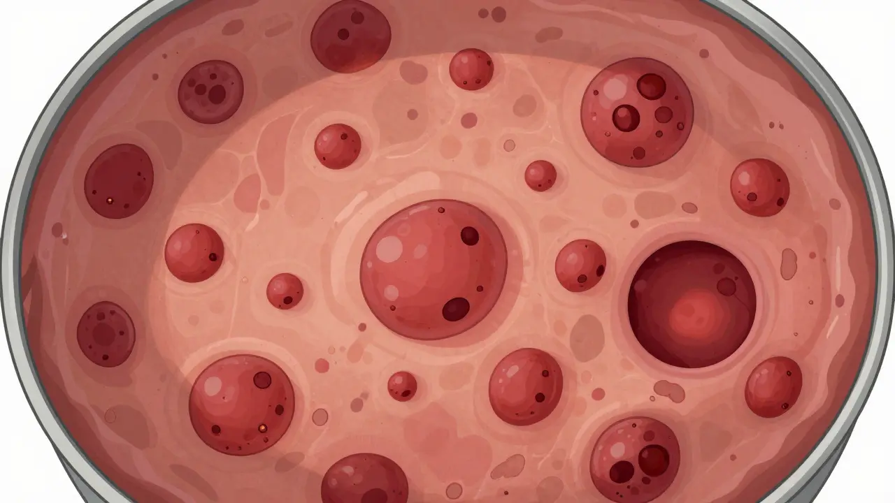 Colonoscopy view showing ulcerative colitis's uniform ulcers versus Crohn's disease's cobblestone mucosa and skip lesions.