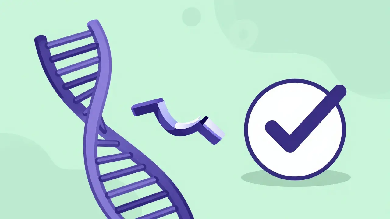 DNA strand with gap and supplement pill for genetic variation.