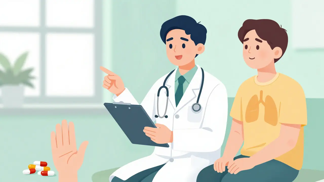 Doctor explaining treatment to a recovering patient