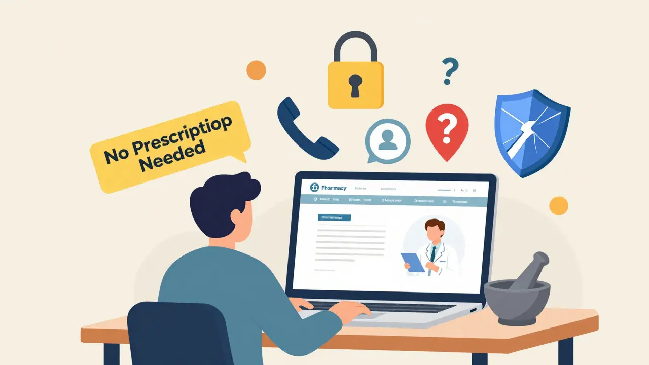 Icons representing safe online pharmacy verification