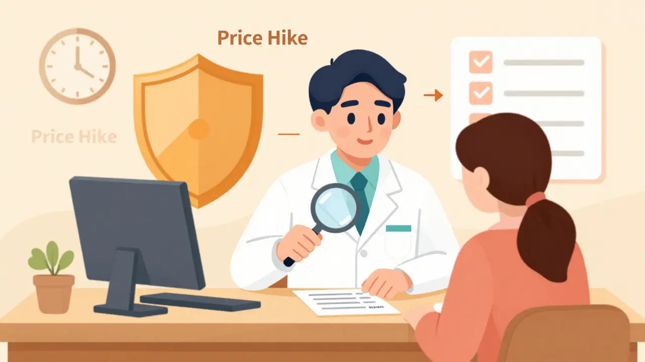 Pharmacist helping patient navigate insurance exceptions and appeals