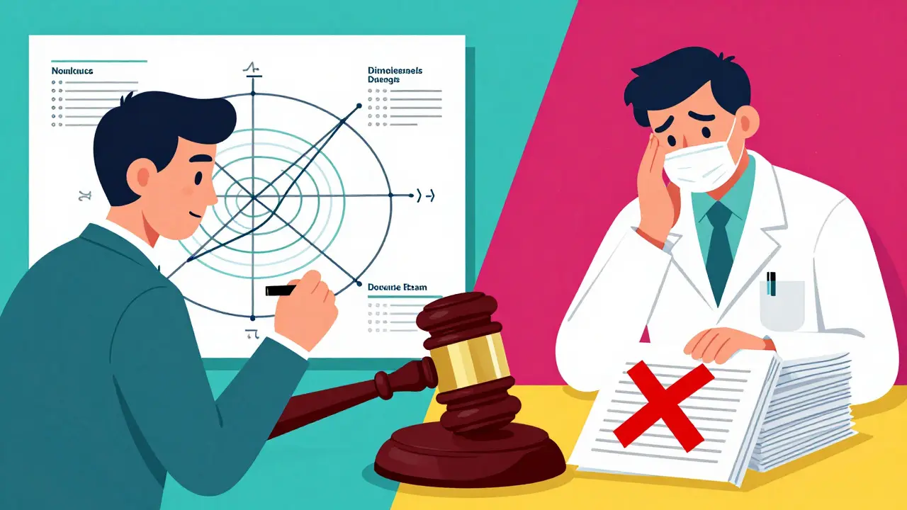 Split view of patent mapping and rejected dosing patents