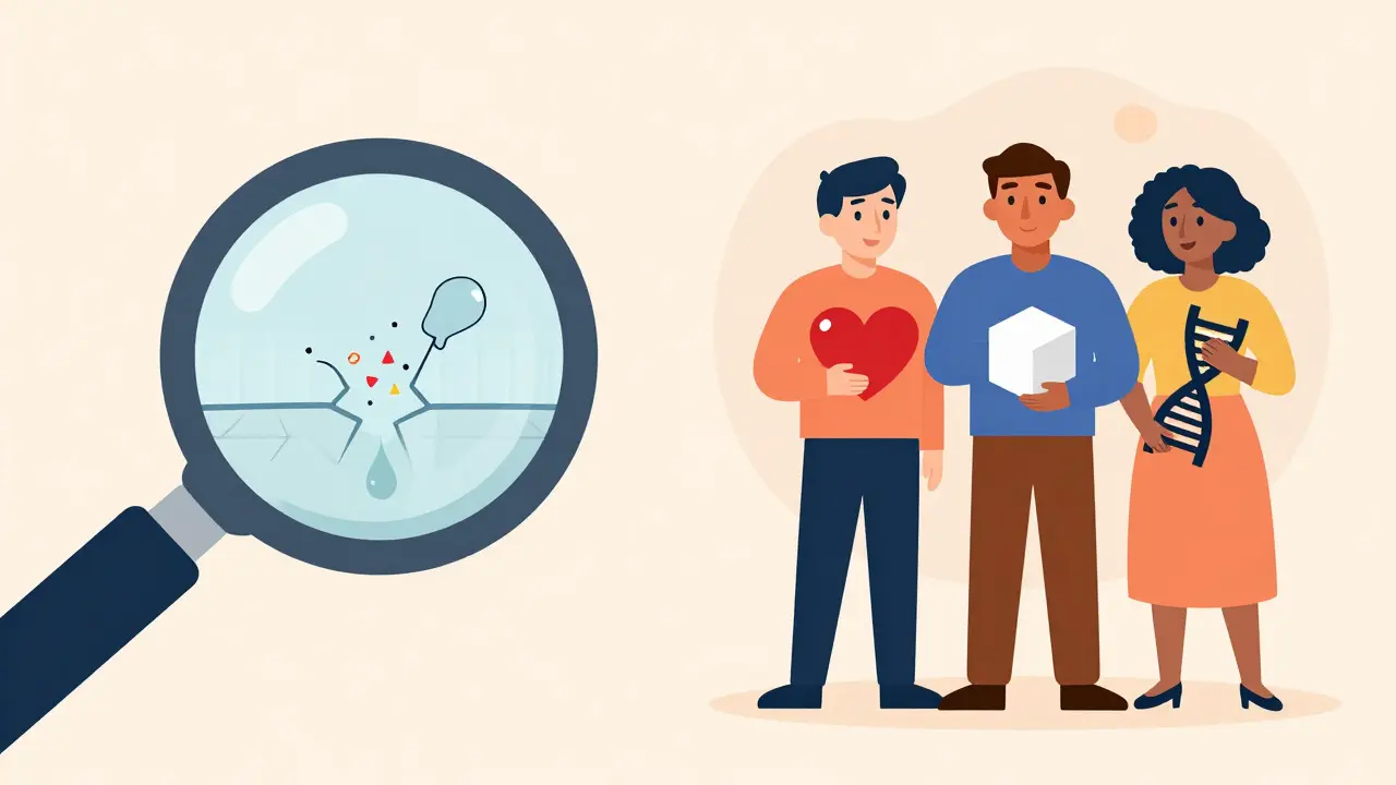 Illustration of urine test analysis and patient risk factors